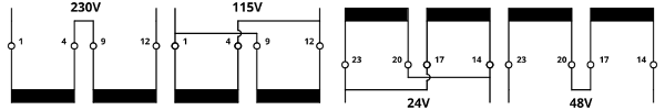 Conexión serie-paralelo de los transformadores encapsulados UI48