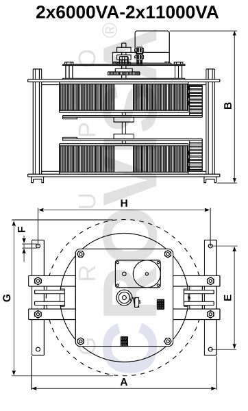 Drawing of variable autotransformers desde 6kVA hasta 11kVA a motor